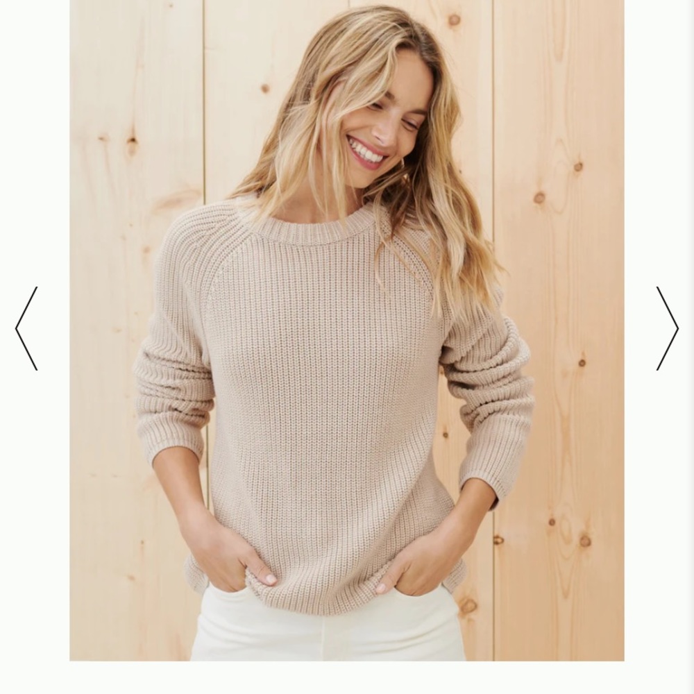 Jenni Kayne cotton fisherman sweater oatmeal size medium